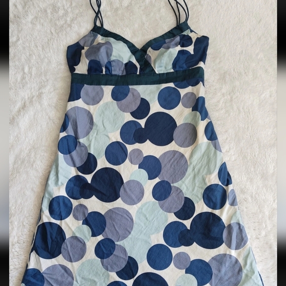 Ann Taylor Small or 4 Dress Blue Large polkadot Pattern Sleveless Empire Waist - Picture 6 of 6